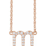 14K Rose 1/6 CTW Natural Diamond Lowercase Initial M 16" Necklace