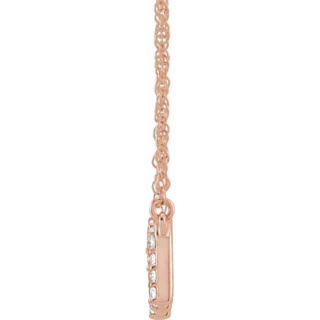 14K Rose 1/6 CTW Natural Diamond Lowercase Initial M 16" Necklace
