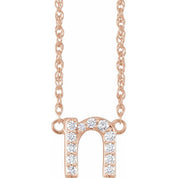 14K Rose 1/10 CTW Natural Diamond Lowercase Initial N 16" Necklace
