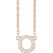 14K Rose 1/10 CTW Natural Diamond Lowercase Initial O 16" Necklace