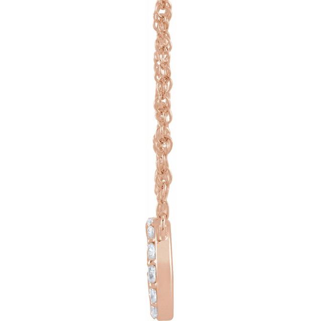 14K Rose 1/10 CTW Natural Diamond Lowercase Initial O 16" Necklace