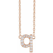 14K Rose 1/8 CTW Natural Diamond Lowercase Initial Q 16" Necklace
