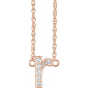 14K Rose .07 CTW Natural Diamond Lowercase Initial R 16" Necklace
