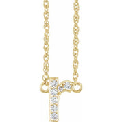 14K Yellow .07 CTW Natural Diamond Lowercase Initial R 16" Necklace