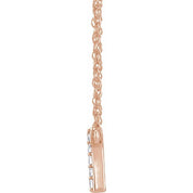 14K Rose .07 CTW Natural Diamond Lowercase Initial R 16" Necklace