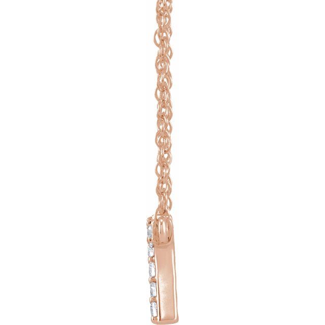 14K Rose .07 CTW Natural Diamond Lowercase Initial R 16" Necklace