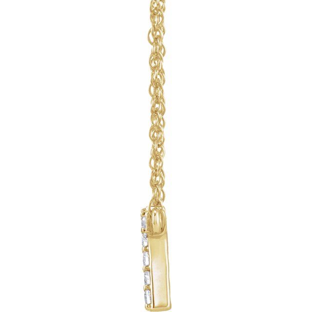14K Yellow .07 CTW Natural Diamond Lowercase Initial R 16" Necklace