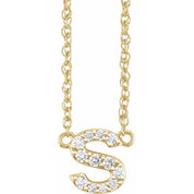 14K Yellow 1/10 CTW Natural Diamond Lowercase Initial S 16" Necklace