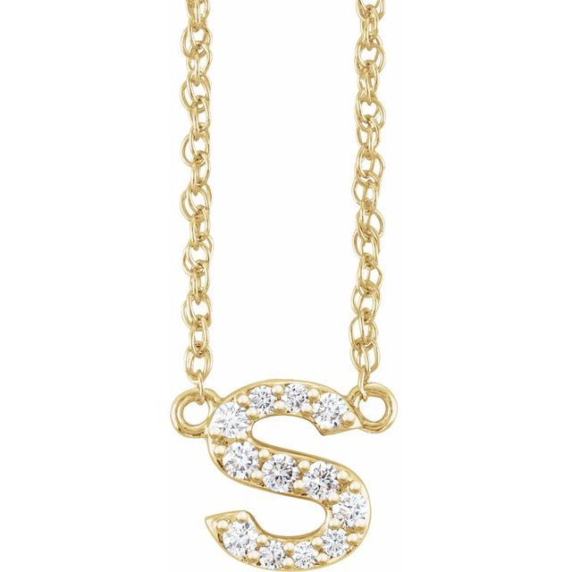 14K Yellow 1/10 CTW Natural Diamond Lowercase Initial S 16" Necklace