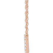 14K Rose 1/10 CTW Natural Diamond Lowercase Initial V 16" Necklace