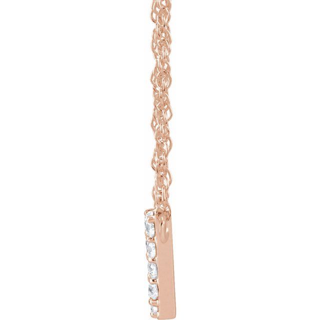 14K Rose 1/10 CTW Natural Diamond Lowercase Initial V 16" Necklace
