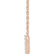 14K Rose 1/8 CTW Natural Diamond Lowercase Initial W 16" Necklace