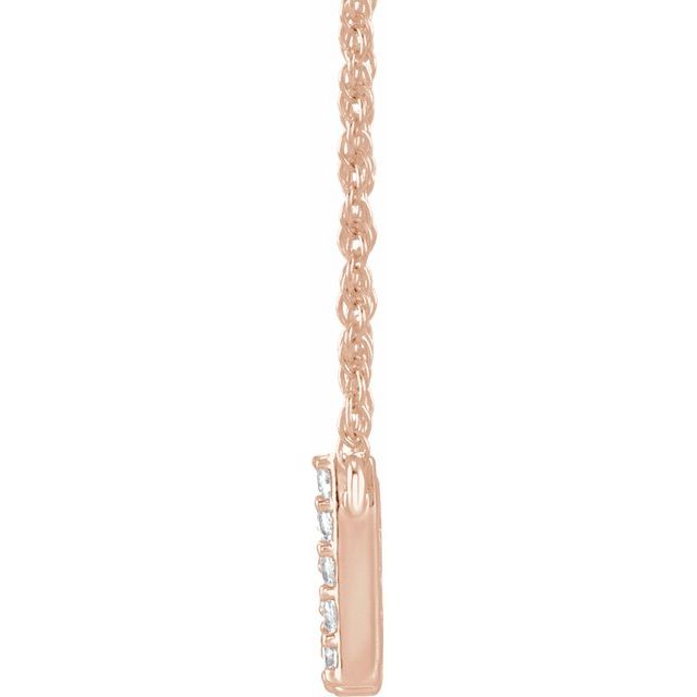 14K Rose 1/8 CTW Natural Diamond Lowercase Initial W 16" Necklace