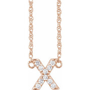 14K Rose 1/10 CTW Natural Diamond Lowercase Initial X 16" Necklace