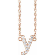14K Rose 1/8 CTW Natural Diamond Lowercase Initial Y 16" Necklace