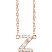 14K Rose 1/10 CTW Natural Diamond Lowercase Initial Z 16" Necklace
