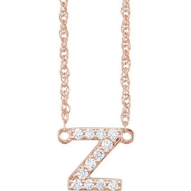 14K Rose 1/10 CTW Natural Diamond Lowercase Initial Z 16" Necklace