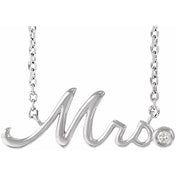 Sterling Silver .015 CT Natural Diamond "Mrs" 16-18" Necklace
