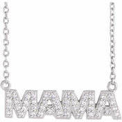 Sterling Silver 1/10 Natural Diamond "Mama" 16" Necklace