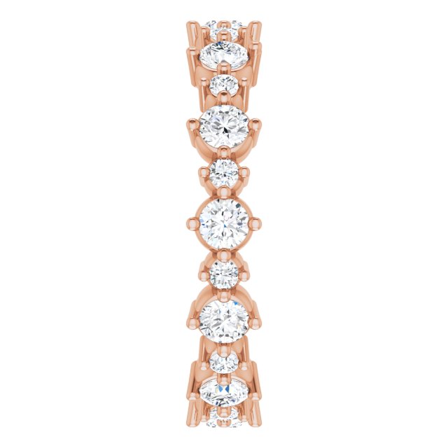 14K Rose 7/8 CTW Natural Diamond Eternity Band Size 4.5