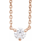14K Rose 1/5 CTW Natural Diamond Solitaire 16-18" Necklace