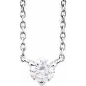 14K White 1/5 CTW Natural Diamond Solitaire 16-18" Necklace