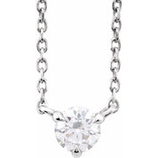 14K White 1/5 CTW Natural Diamond Solitaire 16-18" Necklace