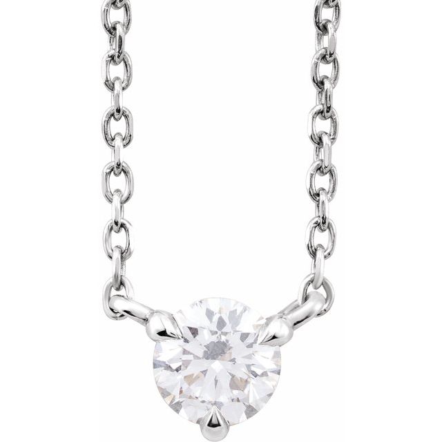 14K White 1/5 CTW Natural Diamond Solitaire 16-18" Necklace