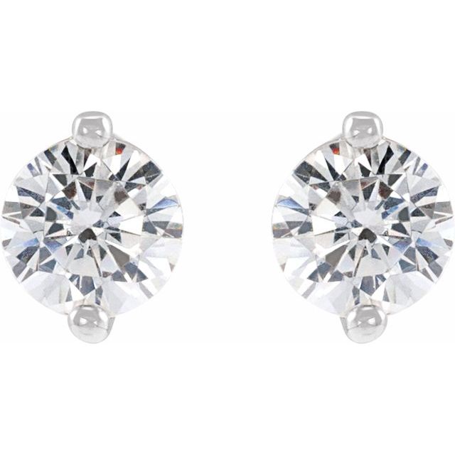 14K White .03 CTW Natural Diamond 2-Prong Stud Earrings