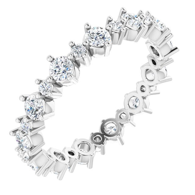14K White 9/10 CTW Natural Diamond Eternity Band Size 6