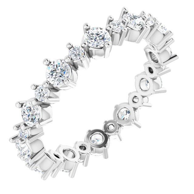 14K White 7/8 CTW Natural Diamond Eternity Band Size 5