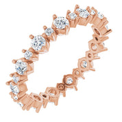 14K Rose 9/10 CTW Natural Diamond Eternity Band Size 6.5