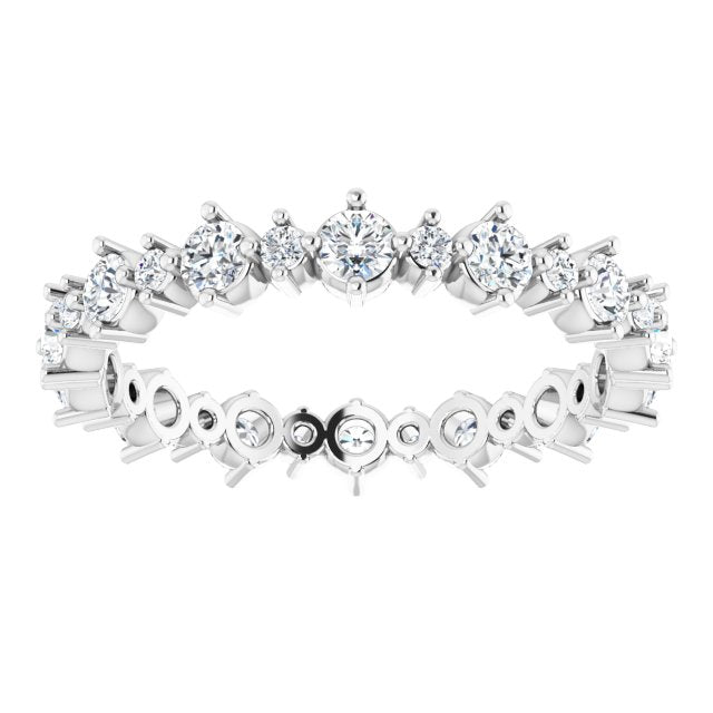 Platinum 1 CTW Natural Diamond Eternity Band Size 7.5