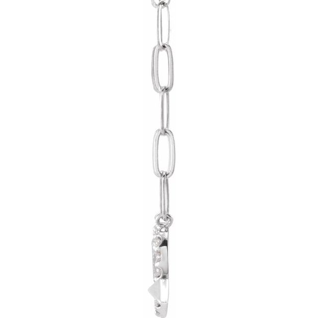 14K White 1/8 CTW Natural Diamond Heart & Arrow 16" Necklace