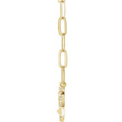 14K Yellow 1/8 CTW Natural Diamond Heart & Arrow 16" Necklace