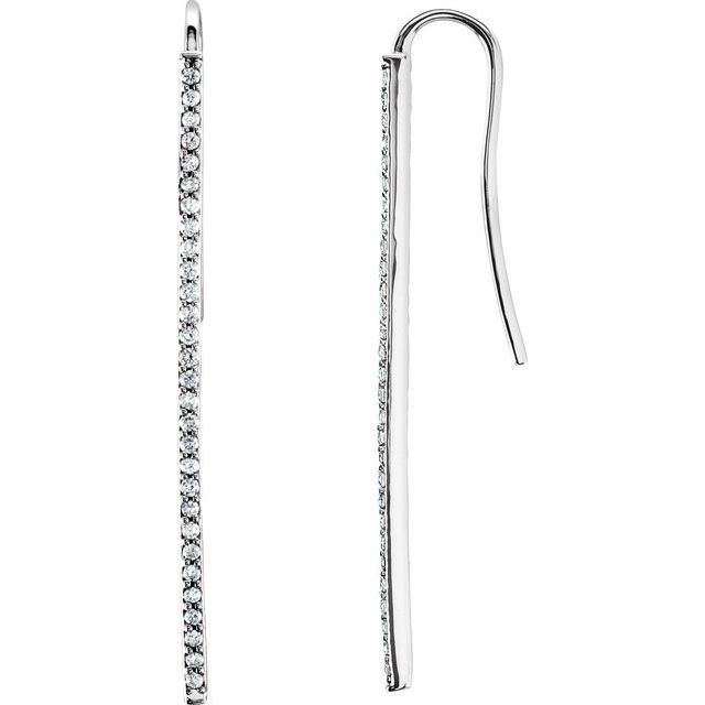 14K White 1/4 CTW Natural Diamond Vertical Bar Earrings