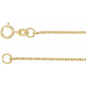 14K Yellow 1 mm Twisted Wheat 7" Chain