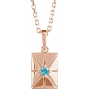 14K Rose Natural Blue Zircon 16-18" Necklace