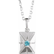 Sterling Silver Natural Blue Zircon 16-18" Necklace