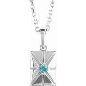 Sterling Silver Natural Blue Zircon 16-18" Necklace