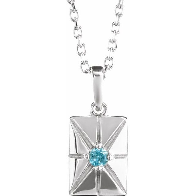 Sterling Silver Natural Blue Zircon 16-18" Necklace