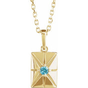 14K Yellow Natural Blue Zircon 16-18" Necklace
