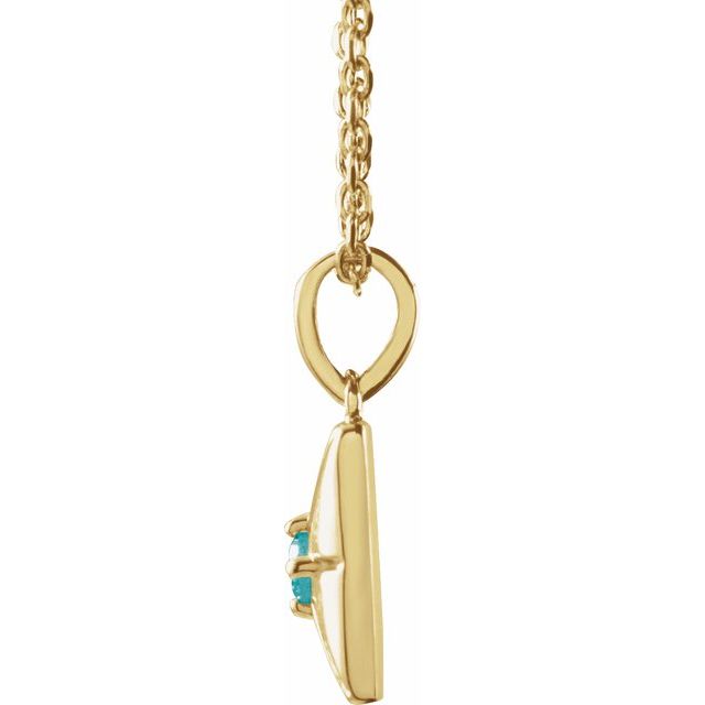 14K Yellow Natural Blue Zircon 16-18" Necklace