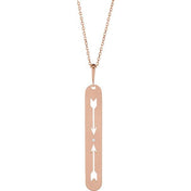 14K Rose .0025 CT Natural Diamond Arrow Bar 16-18" Necklace