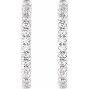 14K White 3/8 CTW Lab-Grown Diamond 17.4 mm Hoop Earrings