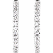14K White 3/8 CTW Lab-Grown Diamond 17.4 mm Hoop Earrings