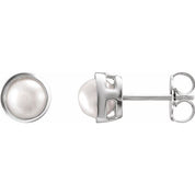 Sterling Silver 6 mm Cultured White Akoya Pearl Stud Earrings