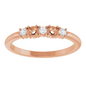 14K Rose 2-Stone 1/10 CTW Natural Diamond Semi-Set Family Stackable Ring