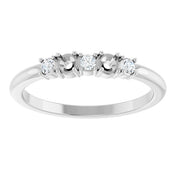 14K White 2-Stone 1/10 CTW Natural Diamond Semi-Set Family Stackable Ring