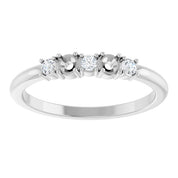 14K White 2-Stone 1/10 CTW Natural Diamond Semi-Set Family Stackable Ring